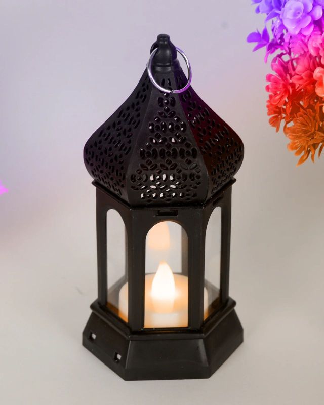 Antique Black Candle Lamp | Retro Hexagonal LED Wind Lamp