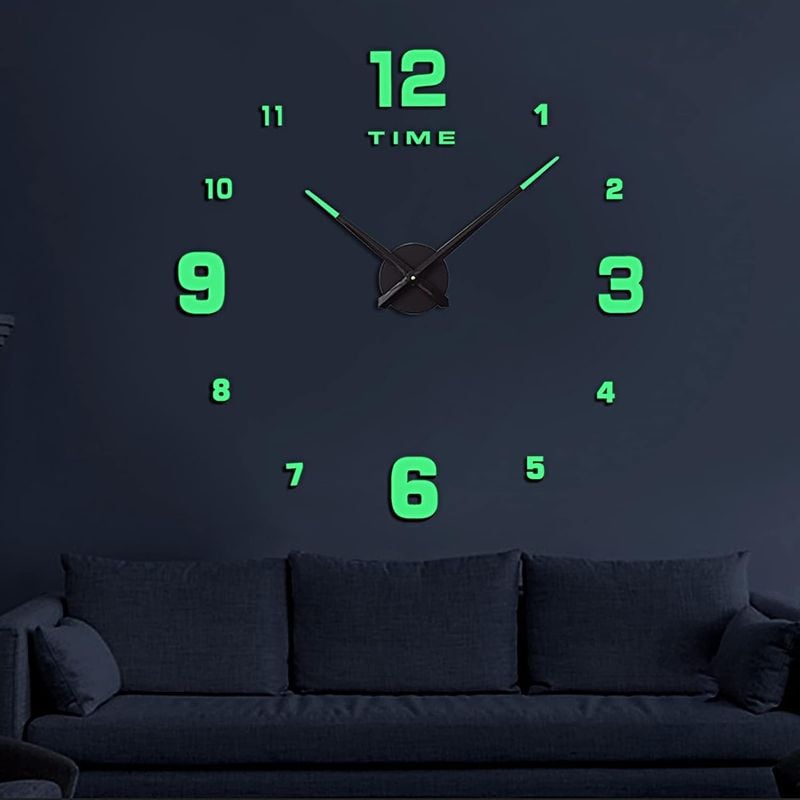 3D Wooden Glow-in-the-Dark Wall Clock – Round Dial Decorative Clock