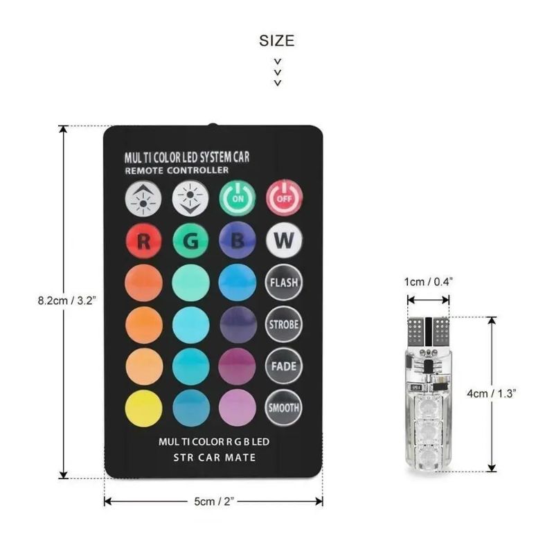 SMDs LED Car Parking Light Bulbs (Pair) | Multi-Color with Remote Control