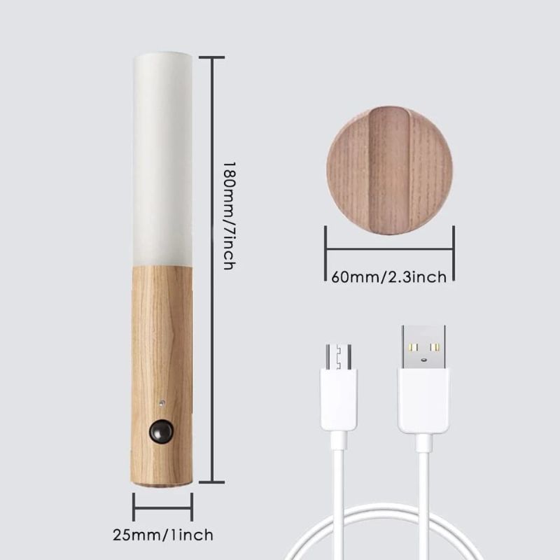 LED Wood Light | PIR Motion Sensor USB Rechargeable Magnetic Bedside Light