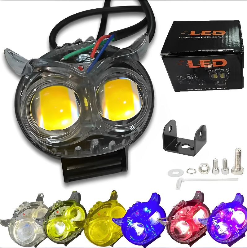 Pack of 2 Owl Shape Crystal Multi-Color DRL LED Fog Lights for Bikes