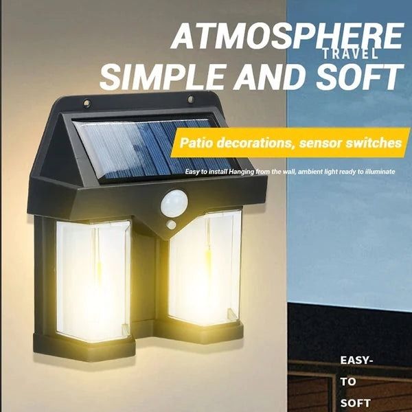 Double Tungsten Solar Sensor Light | Double Head Antique Solar Light
