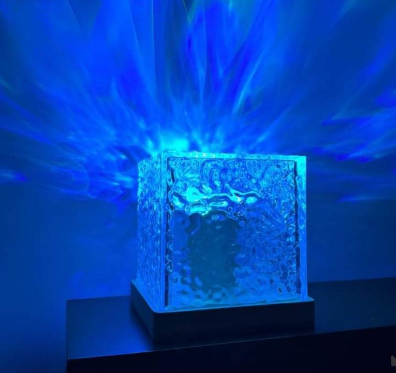 Rotating Water Ripple 3 Colors Flame Crystal Light with Remote & USB Cable