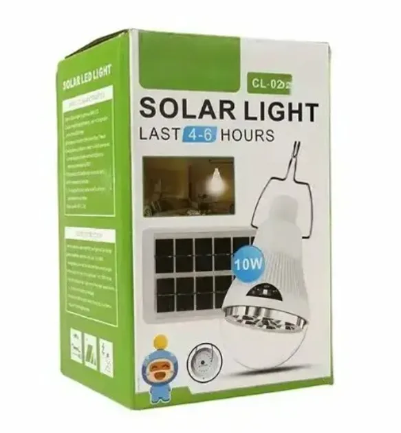 Rechargeable Solar Light with Solar Panel CL-028MAX | Portable LED Bulb with Hook