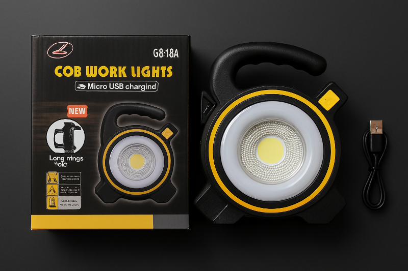 COB LED Work Light JY-819A | Rechargeable Torch | Micro USB Ports