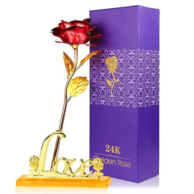 24K Gold Plated Rose with Love Holder Box