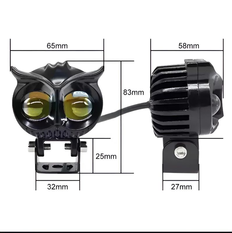OWL Shape Fog Flash Light – Low & High Beam For Cars & Bikes