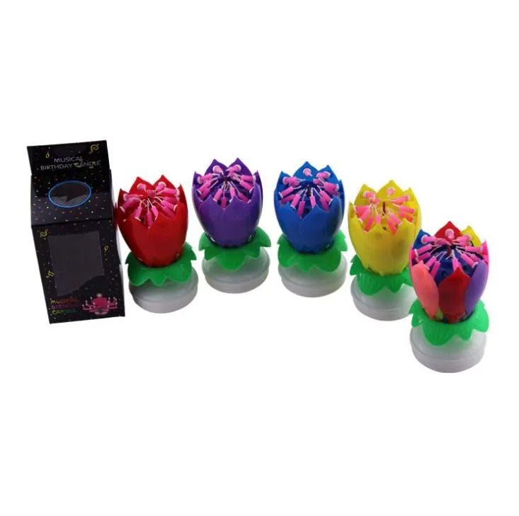 Birthday Candle – Musical Flower Candle With Rotating Petals