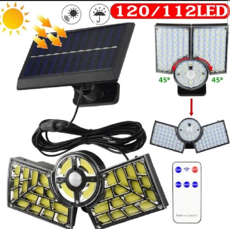 3-Headed Split LED Solar Wall Light | 500W Super Bright | Motion Sensor