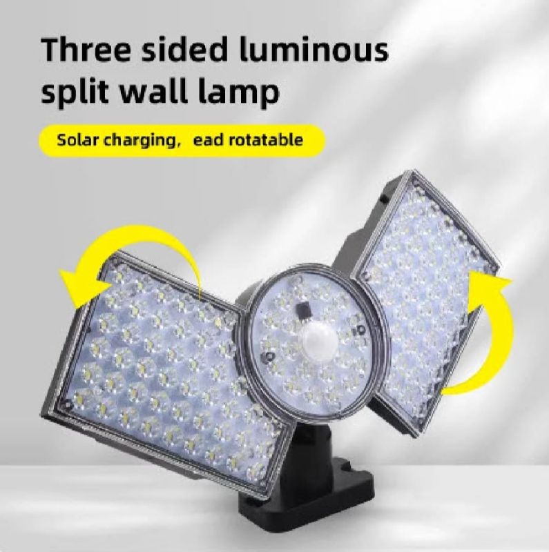 3-Headed Split LED Solar Wall Light | 500W Super Bright | Motion Sensor