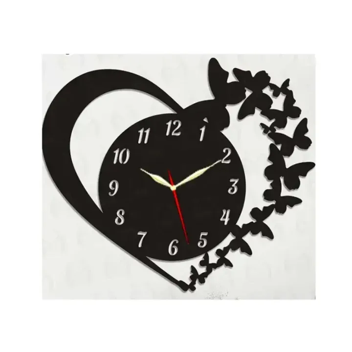 3D Wooden Butterfly & Flower Wall Clock