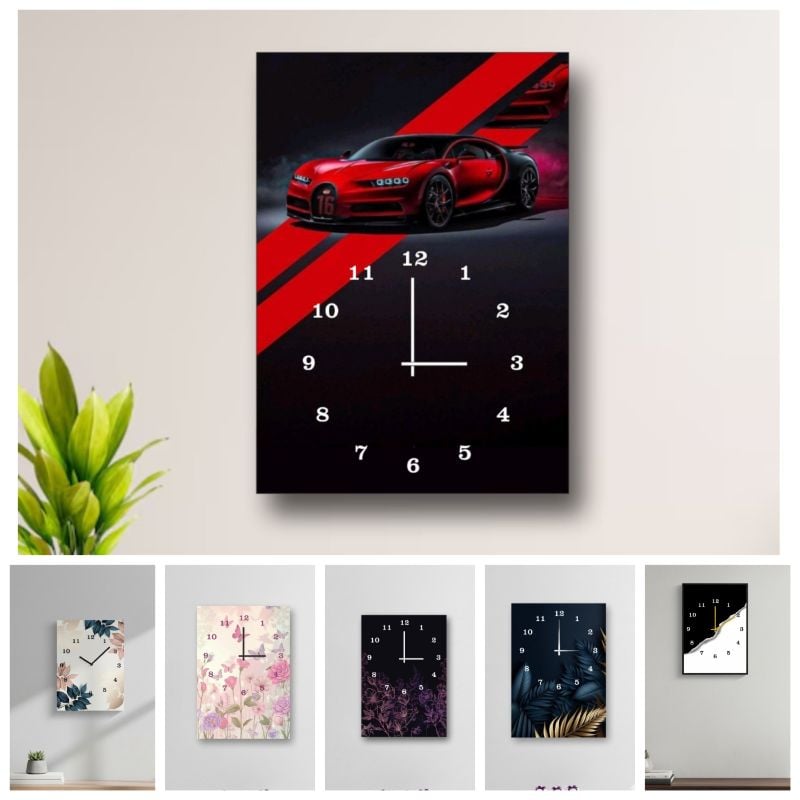 12x16 Inch Digital Printed Wooden Wall Clock | Decorative Hanging Clock