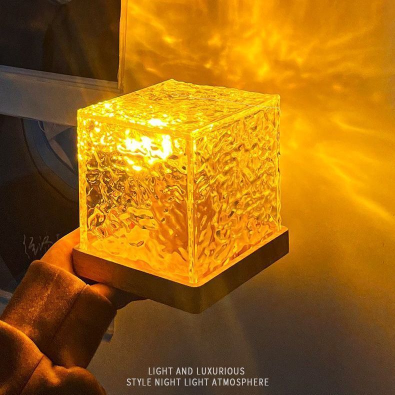 Rotating Water Ripple 3 Colors Flame Crystal Light with Remote & USB Cable