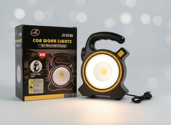 COB LED Work Light JY-819A | Rechargeable Torch | Micro USB Ports