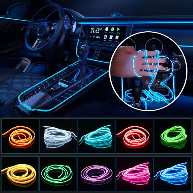 Car Interior Dashboard Neon Light Strip – 3 Meter Flexible EL Wire