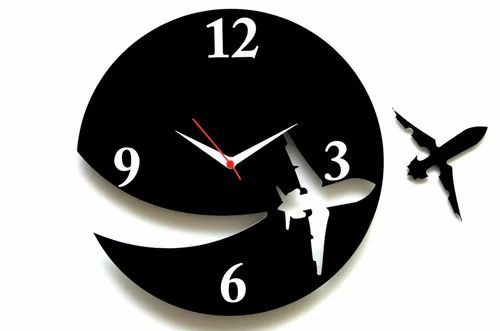 3D Wooden Wall Clock – Airplane Designer Theme for Home & Office