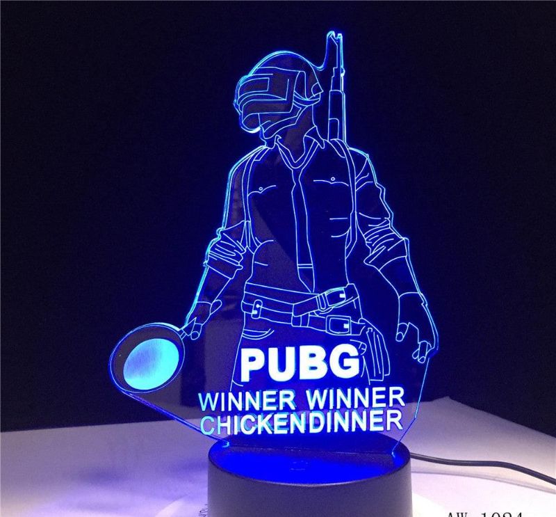 PUBG 3D LED Night Light – “Winner Winner Chicken Dinner” Edition