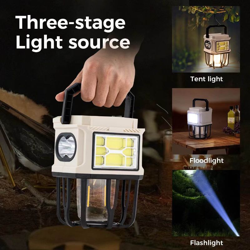 Solar Powered Hanging Camping LED Lantern with USB & Hook