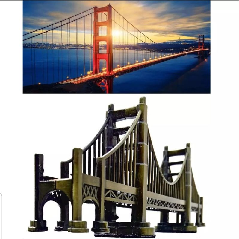 Golden Gate Bridge Metal Statue – Vintage Tabletop Décor