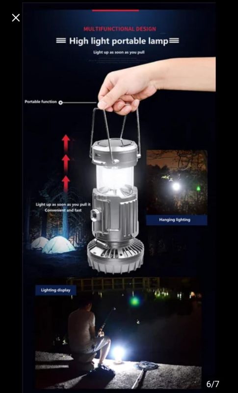 6 in 1 Solar Outdoor LED Camping Lantern With Fan