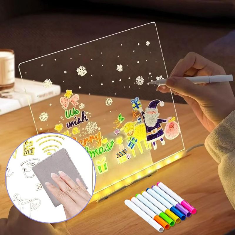 LED Writing Board with 7 Markers and Adjustable Stand