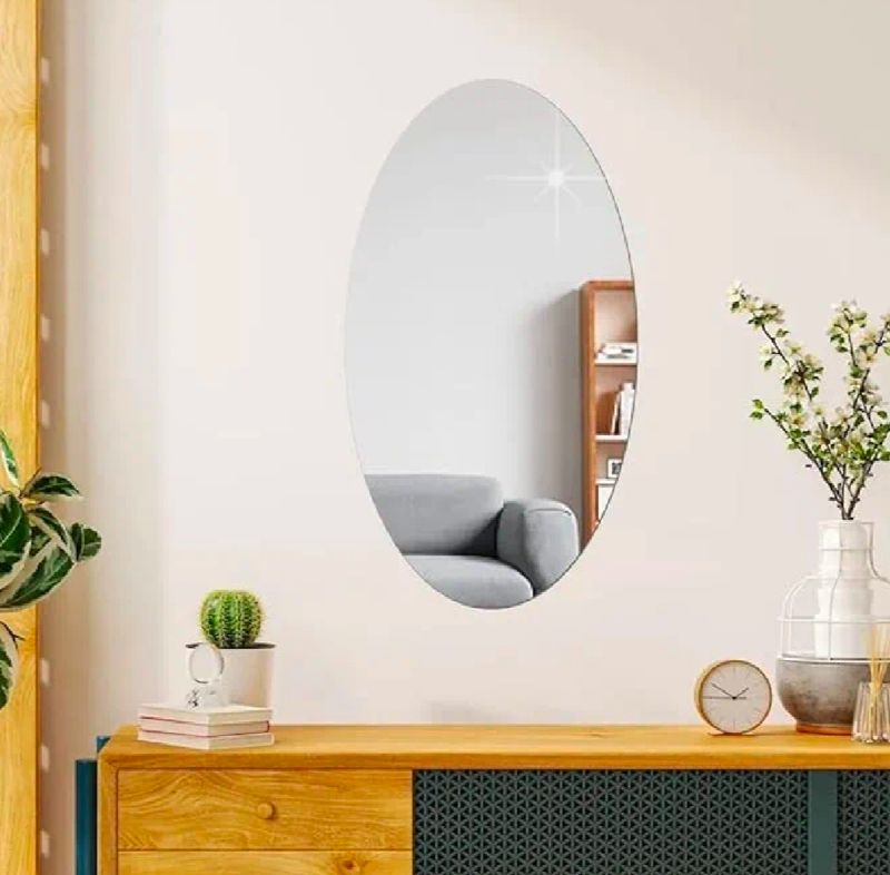 Oval Acrylic Mirror Wall Sticker – HD Waterproof Self-Adhesive Décor