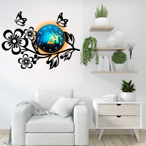 3D Wooden Flower Wall Clock with Esthetic Dial – 25 Inch (With Light)