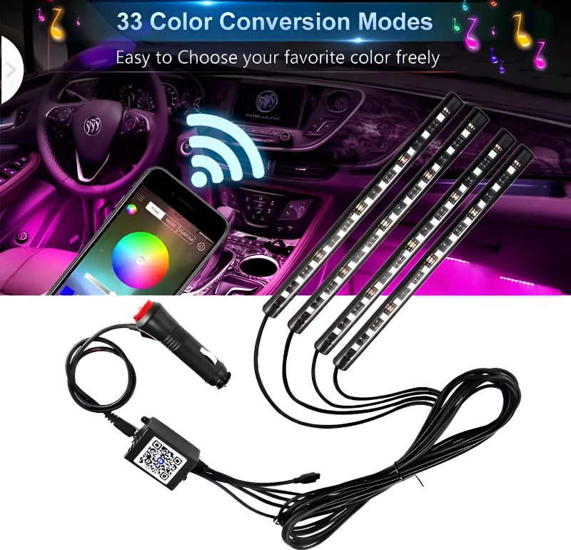 1 Set Car RGB 48 LED Strip Light 5050 SMD – Bluetooth App Control