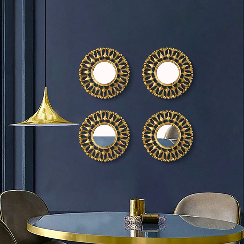 Mughal Style Antique Wall Mirror – Round Golden Decorative Set