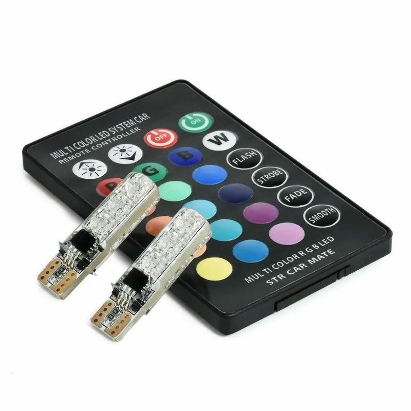 SMDs LED Car Parking Light Bulbs (Pair) | Multi-Color with Remote Control