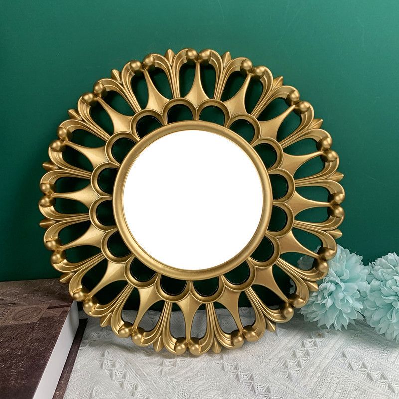 Mughal Style Antique Wall Mirror – Round Golden Decorative Set