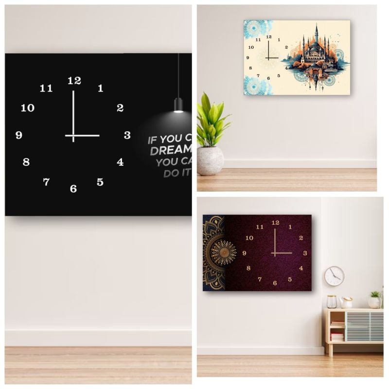Stylish 12x16 Inch Wooden Wall Clock | Digital Printed Hanging Décor