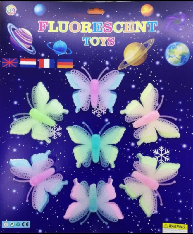 Pack of 08 – Glow-in-the-Dark 3D Butterfly Wall Stickers