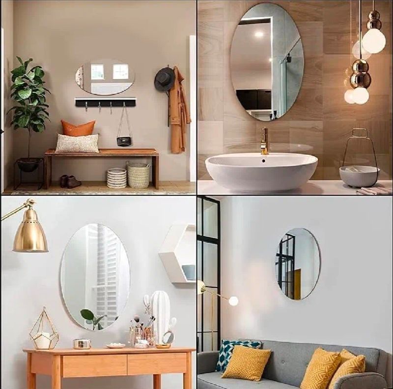 Oval Acrylic Mirror Wall Sticker – HD Waterproof Self-Adhesive Décor