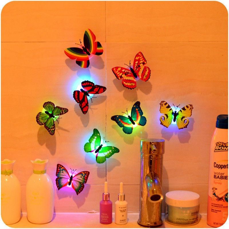 Glow In The Dark 3D LED Butterfly Color-Changing Light  (1 PC)