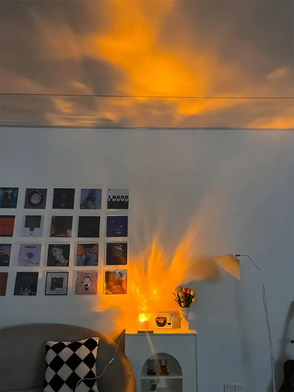 Rotating Water Ripple 3 Colors Flame Crystal Light with Remote & USB Cable