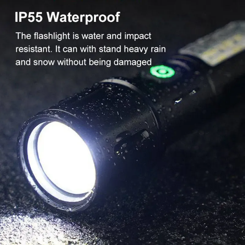 Super Bright Zoomable LED Flashlight Type-C Rechargeable Torch