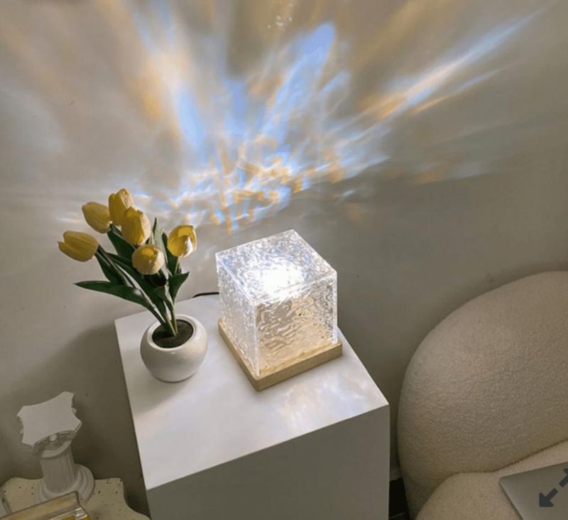 Rotating Water Ripple 3 Colors Flame Crystal Light with Remote & USB Cable