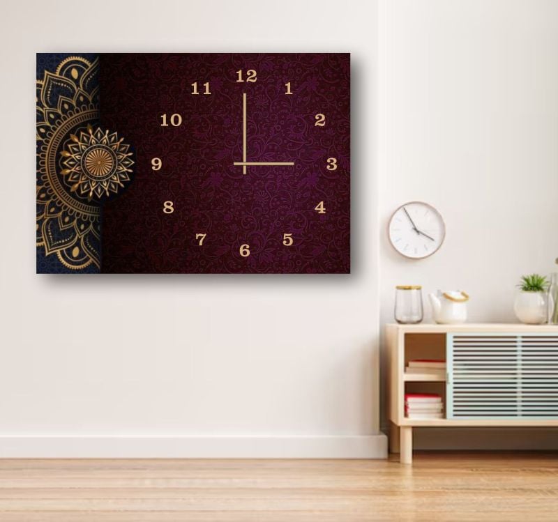 Stylish 12x16 Inch Wooden Wall Clock | Digital Printed Hanging Décor