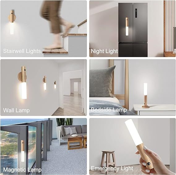 LED Wood Light | PIR Motion Sensor USB Rechargeable Magnetic Bedside Light