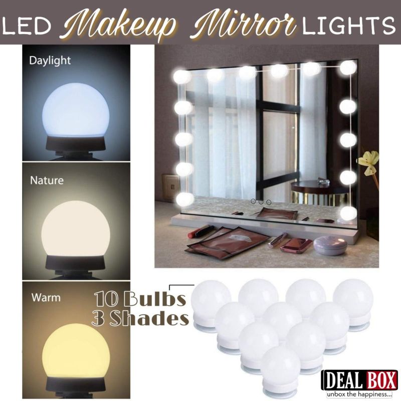 Vanity Light LED Bulbs for Makeup Mirror Stand – 10 Bulbs with 3 Light Modes