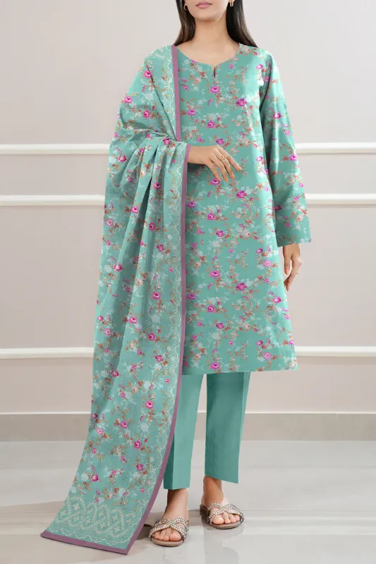 Unstitched Printed lawn 3 piece suit 4