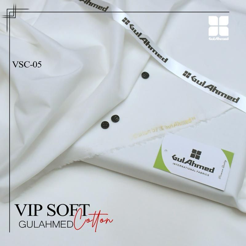Gul Ahmed Unstitched Vip Soft Cotton Off-White