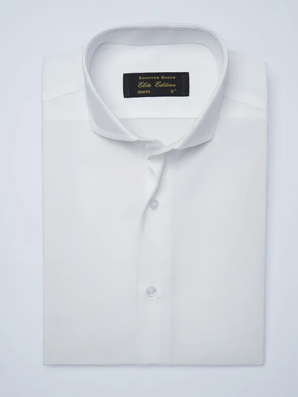 White Self, Cutaway Collar, Elite Edition, Men’s Formal Shirt (FS-2433)