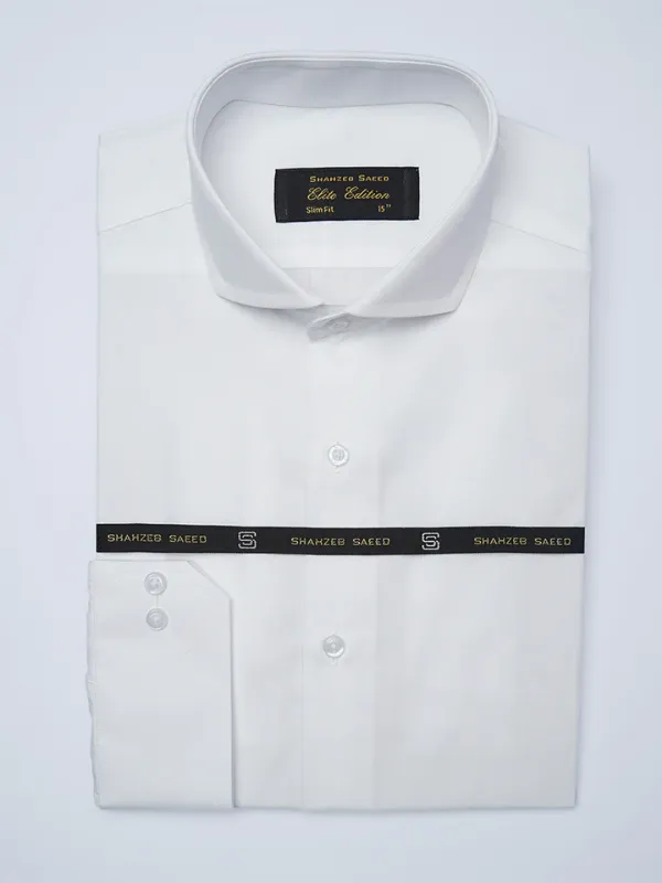 White Self, Cutaway Collar, Elite Edition, Men’s Formal Shirt (FS-2433)