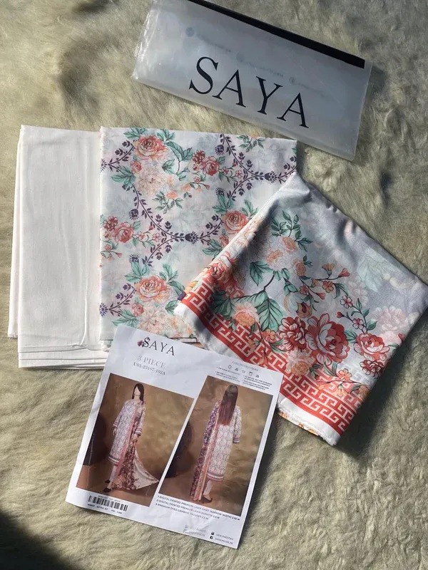 Saya Printed Unstitched Lawn 3pc