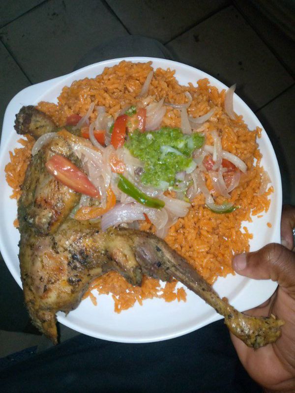 Riz au gras démi poulet