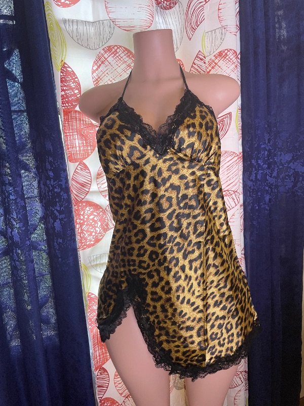 Silk Night dress-Leopard (S,M,L)