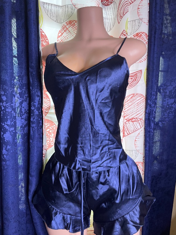 Elegant 2 Piece Pajamas Set-Dark Blue(M)