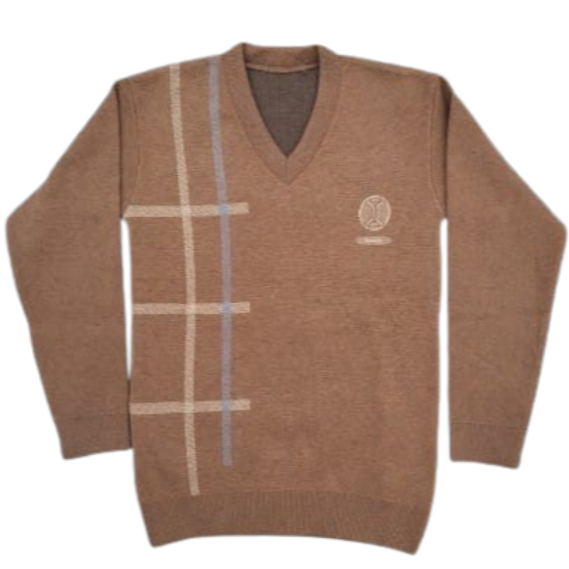 Pure Crystal Wool Winter Full Sleeve Sweater For Men Light Brown